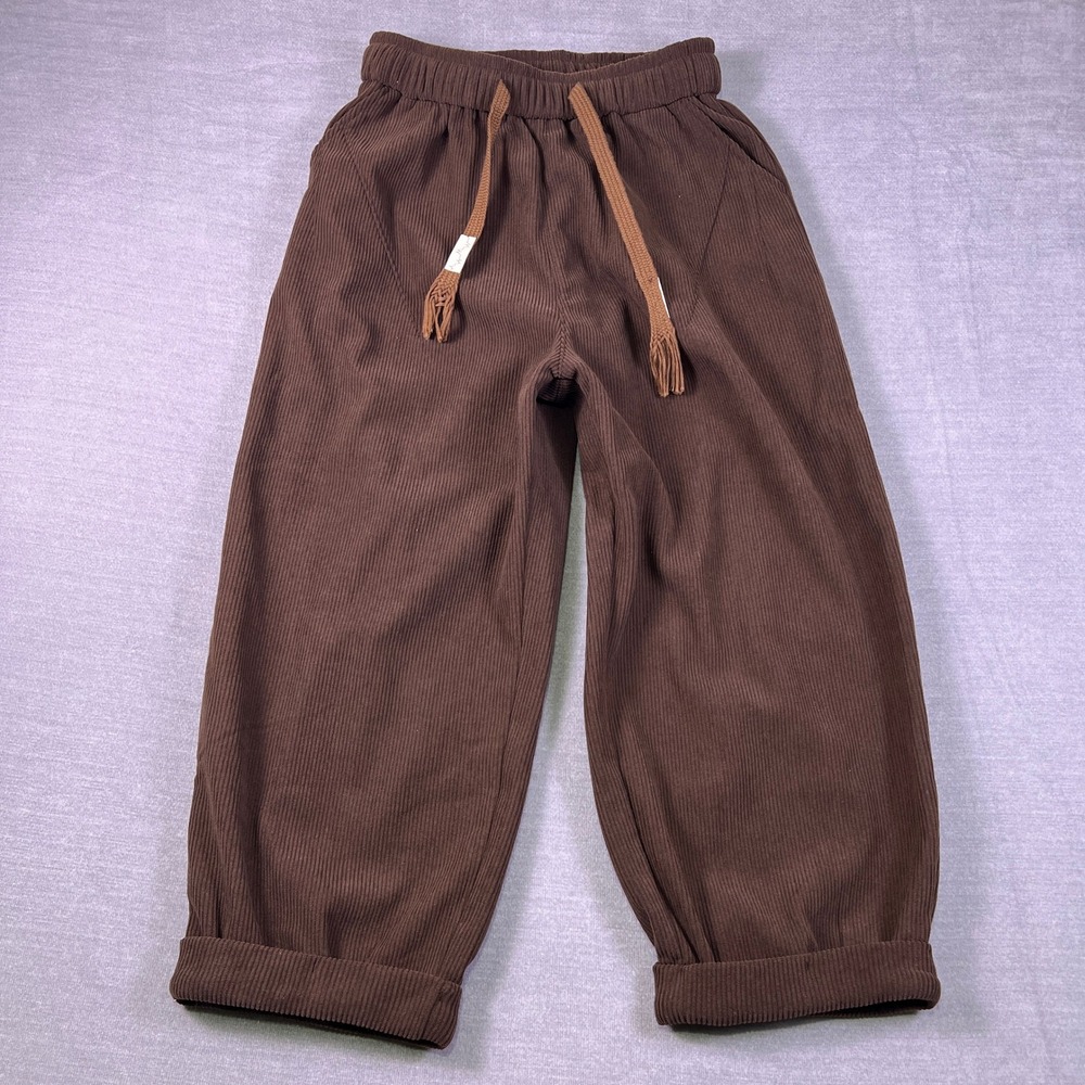 Mello Corduroy Elastic Waist High Rise Wide Leg Pants Wmn Medium Brown Polyester